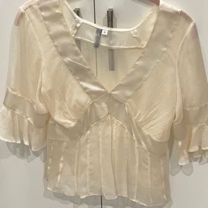 Parameter women’s silk top. Sheer. Super detailed. Side zip. Size s. EUC